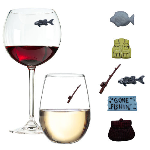 fishing wine glass charms