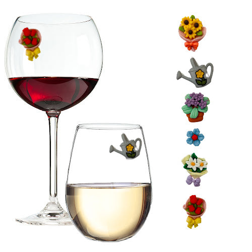 floral wine charms