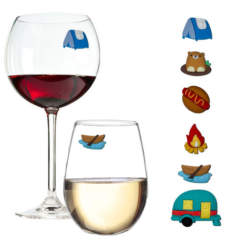 camping wine glass charms 
