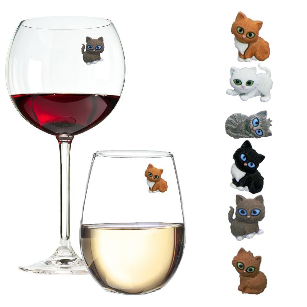 cat wine glass charms markers