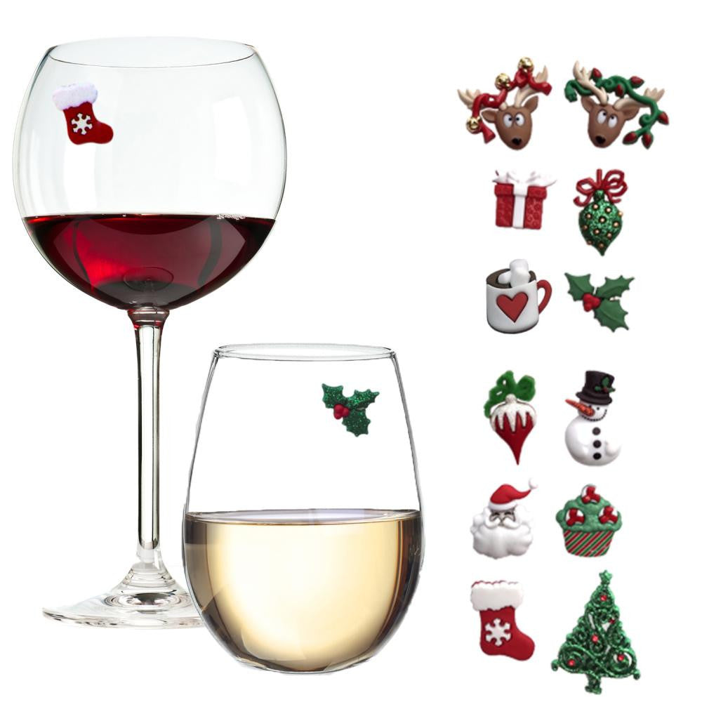 christmas wine glass charms