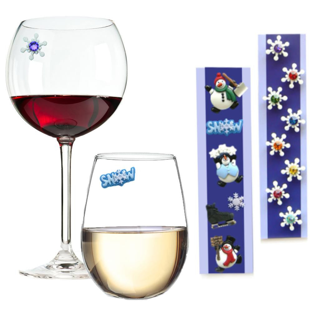 snowmen snowflakes wine charms