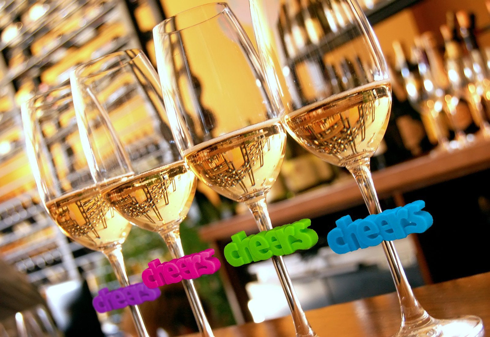 Cheers Silicone Wine Glass Charms Set of 8