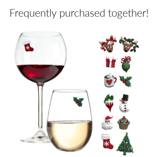 Christmas Holiday Magnetic Wine Glass Charms & Cocktail Markers Set of 12 