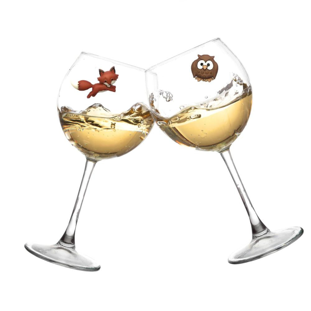 fox owl wine charms