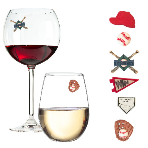 baseball wine glass charms