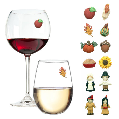 Thanksgiving wine glass charms markers