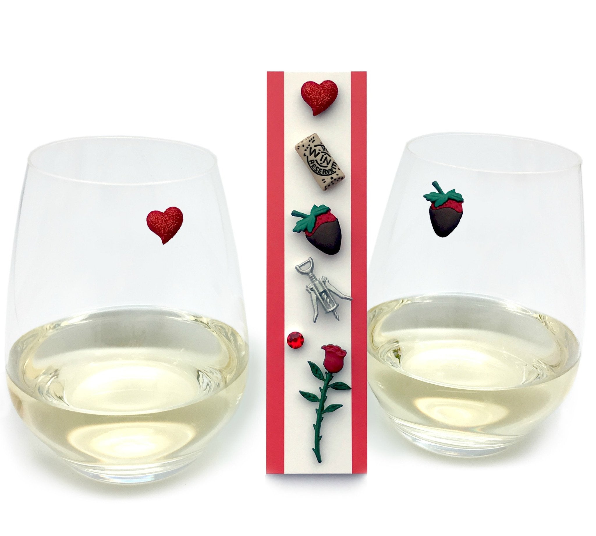 wine charms stemless magnetic Valentine