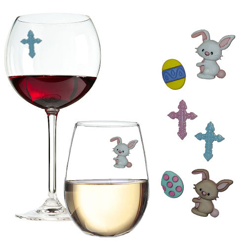 Easter Bunnies and Crosses Wine Glass Charms