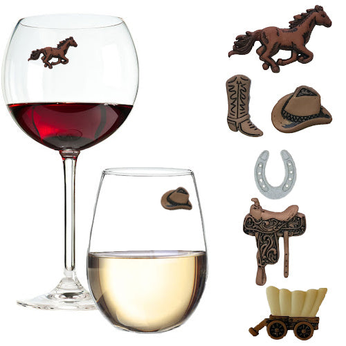 western wine glass charms