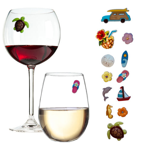 beach wine glass charms