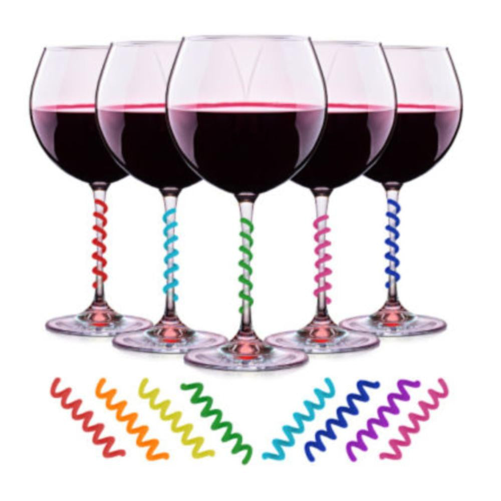Swirl Wine Charms - Set of 8 Colorful Silicone Stem Markers