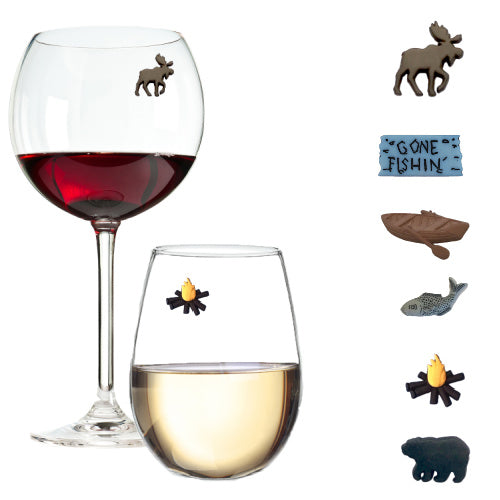 camping camp wine charms