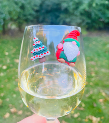 Green Christmas Wine Glasses, Christmas Glassware