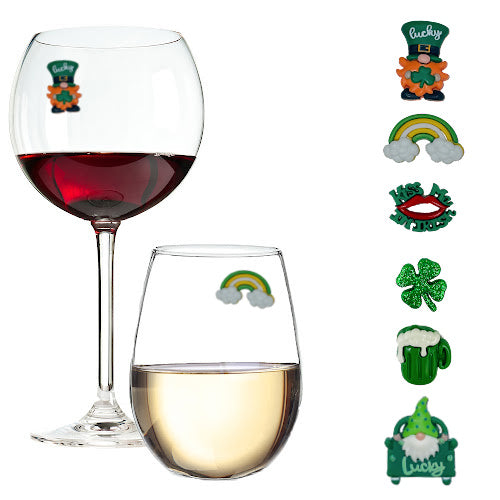 gnome st patricks wine glass charms