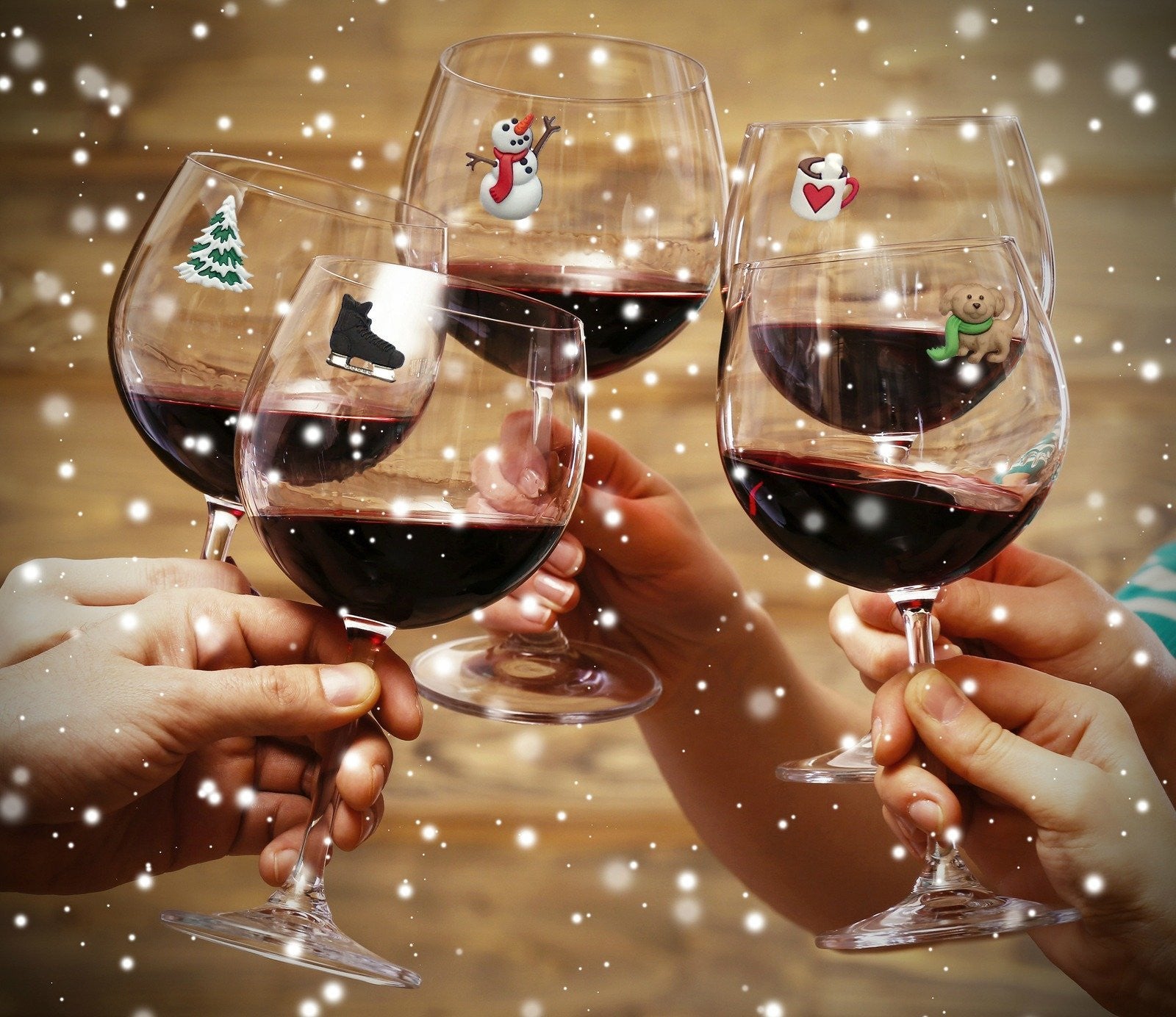wine glass charms winter